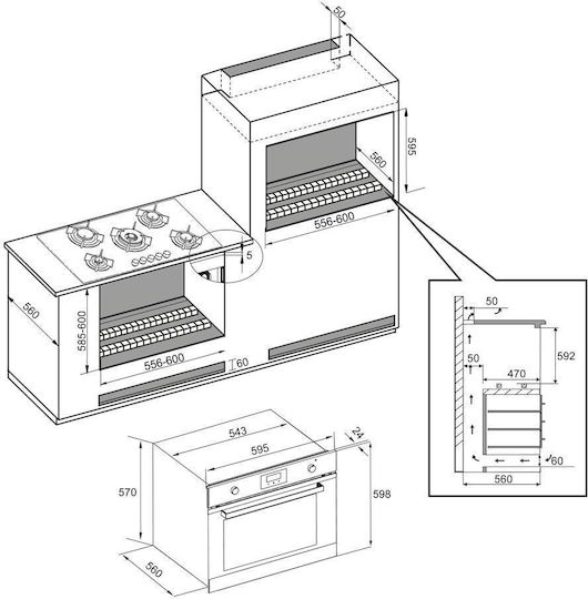 Neox Natural Gas Over Counter Oven 64lt W59.8cm.