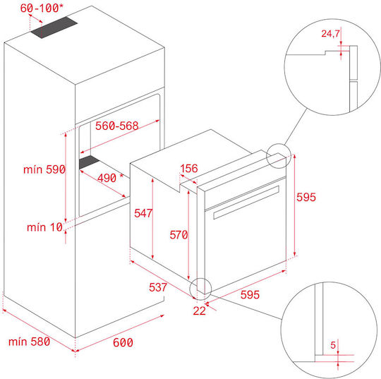 Teka Einbauofen 71Es mit Keramikkochfeldern B59.5cm.