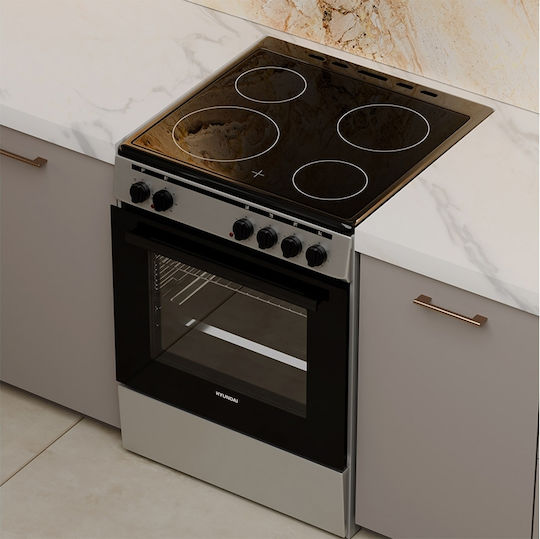 Hyundai Aragaz 69lt cu Plite Ceramice L60cm. Inox