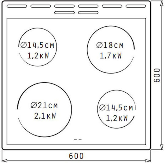 Korting Herd 71Es mit Keramikkochfeldern B60cm. White