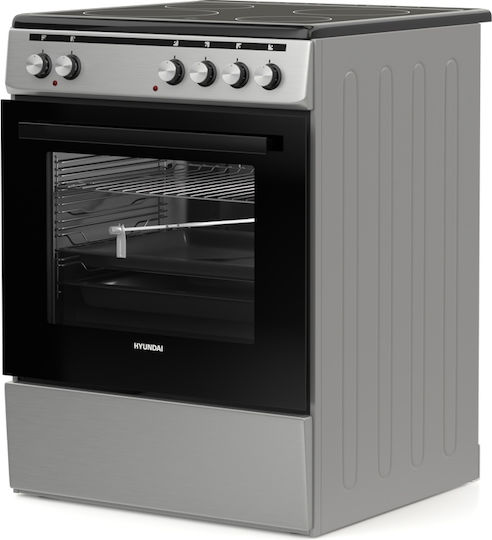 Hyundai Aragaz 69lt cu Plite Ceramice L60cm. Inox
