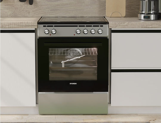 Hyundai Aragaz 69lt cu Plite Ceramice L60cm. Inox