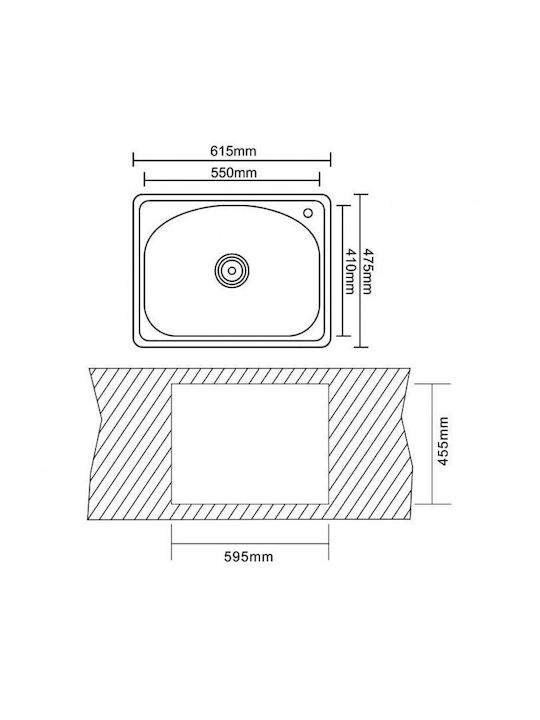 Inter Ceramic Drop-In Sink Inox with Faucet W62xD48cm Red
