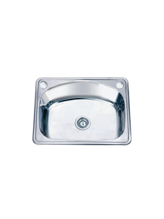 Inter Ceramic Drop-In Sink Inox with Faucet W62xD48cm Red
