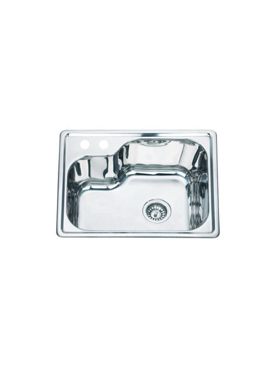 Inter Ceramic Drop-In Мивка Inox със смесител Ш56.5xД45см Сребрист