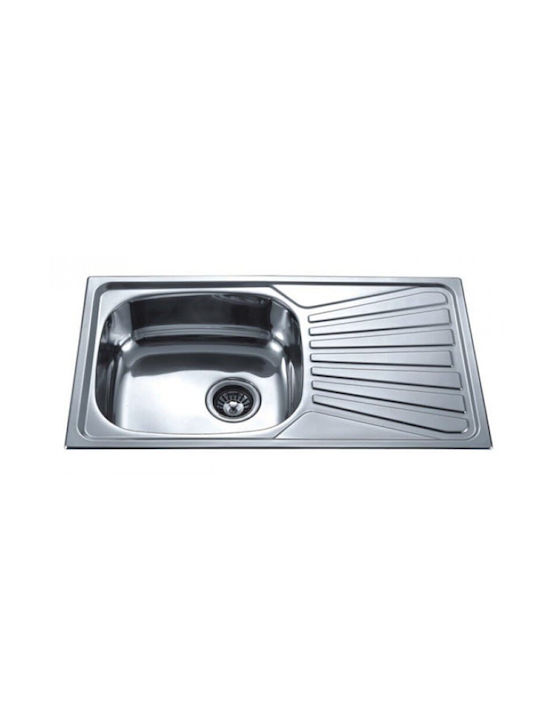 Inter Ceramic Drop-In Мивка Десен Inox със смесител Ш78xД43.5см Сребрист