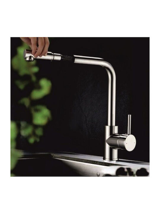Inter Ceramic Drop-In Мивка Десен Inox със смесител Ш75xД40см Сребрист