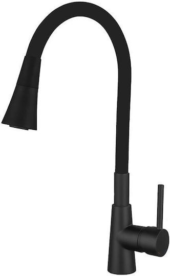 Inter Ceramic Havana Black Вграден Кухненски Мивка Вдясно Inox със Смесител Дължина 75xШирина 40см Сребрист
