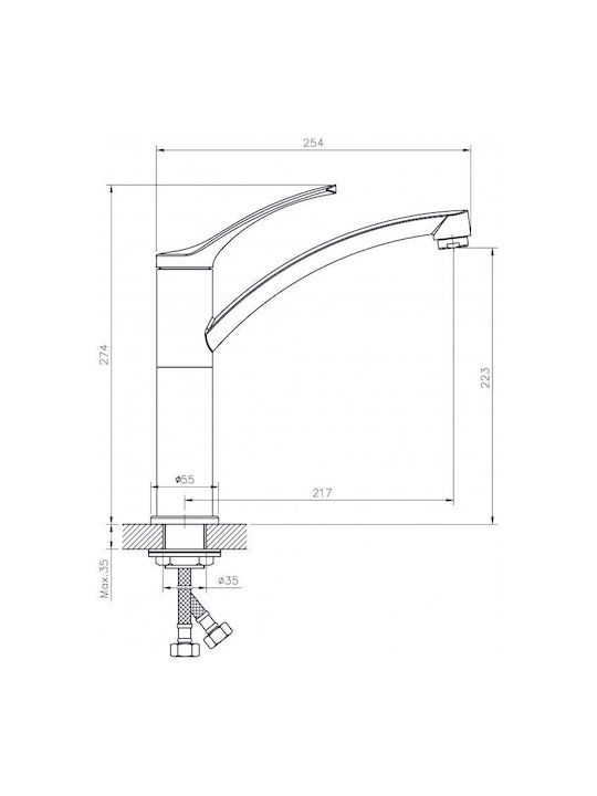 Inter Ceramic Drop-In Мивка Десен Inox със смесител Ш78xД43.5см Сребрист
