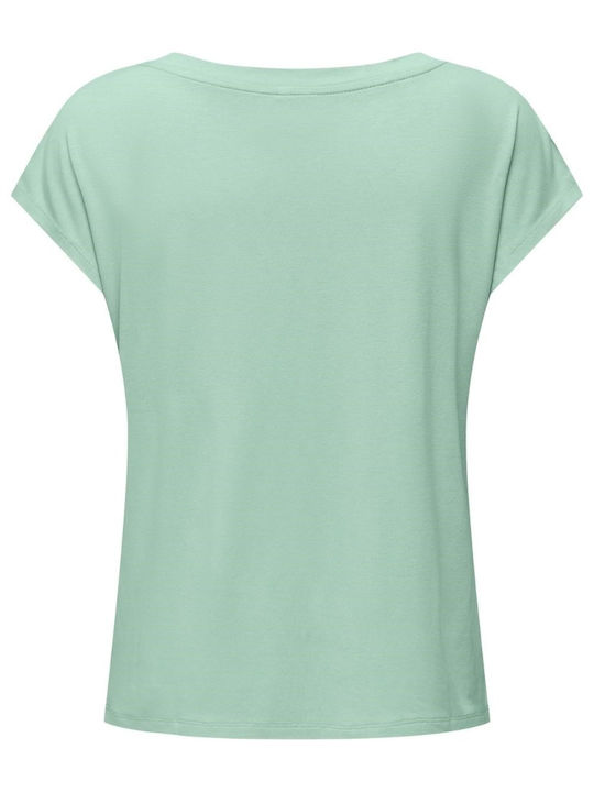 Only Women's Blouse Short Sleeve with V Neck Green