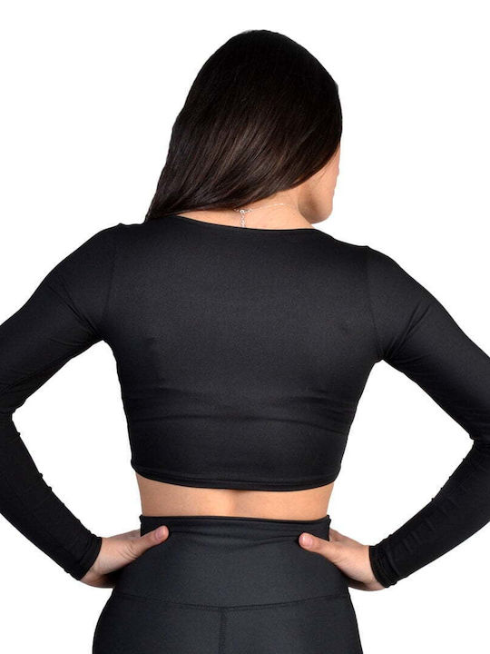 Axidwear Women's Athletic Crop Top Long Sleeve Black