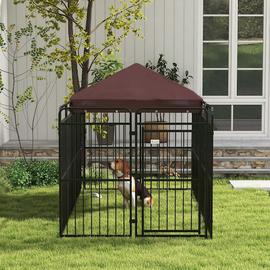 Pawhut Metallic Dog Fencing Accessory 282x121x159cm Brown