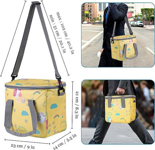 Kinder 000075753 Schulische Isothermische Hand-Lunch-Tasche 6.5Es Gelb Einhörner 21 x 14 x 23cm
