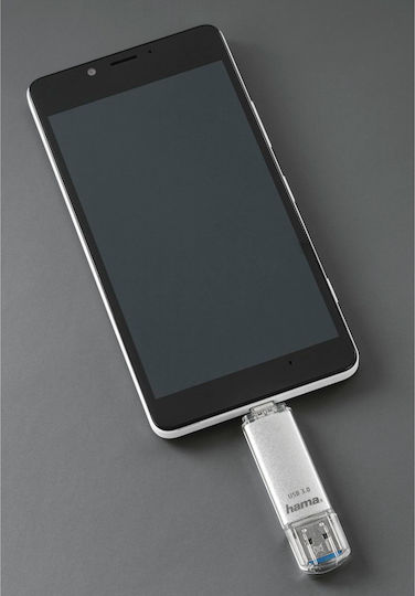 HAMA C-laeta 32GB USB 3.0 Стик с връзка USB-A & USB-C Сребрист