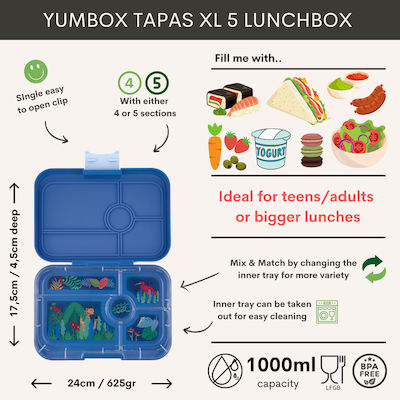 Yumbox Plastic Kids' Food Container 0.36lt Green 24 x 17.5 x 4.5pcs