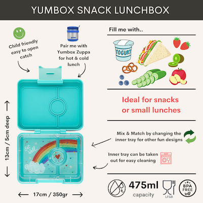 Yumbox Πλαστικό Παιδικό Δοχείο Φαγητού 0.24lt Μπλε 17 x 13 x 5εκ.