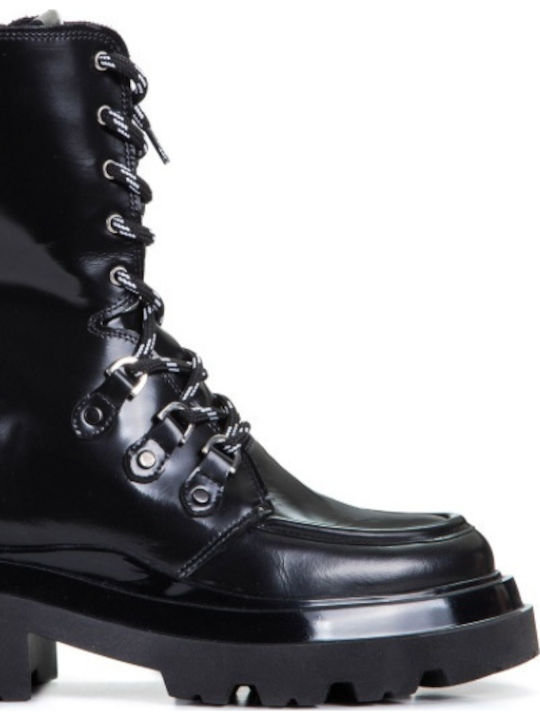 Leder Stiefeletten Damen Schwarz