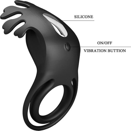 Pretty Love Vibrant Penis Ring Δονούμενο Δαχτυλίδι Πέους Σιλικόνης Μαύρο BI-210311-1