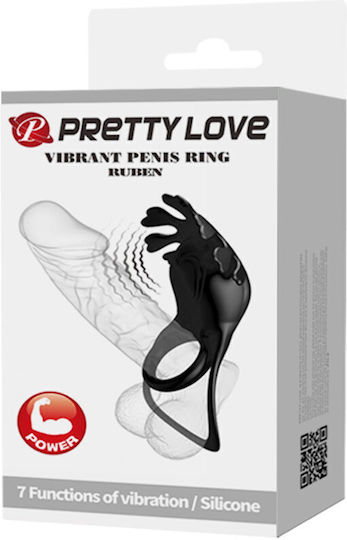 Pretty Love Vibrant Penis Ring Δονούμενο Δαχτυλίδι Πέους Σιλικόνης Μαύρο BI-210311-1