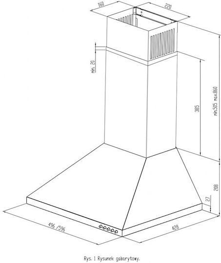 Maan Vela 2 50 Chimney Vent Hood 50cm Black