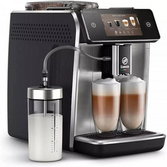 Saeco GranAroma Deluxe Αυτόματη Μηχανή Espresso 1500W Πίεσης 15bar για Cappuccino με Μύλο Άλεσης Μαύρο/Ασημί