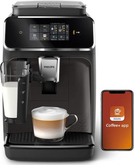 Philips Series 2300 Automatic Espresso Machine 1500W Pressure 15bar for Cappuccino with Grinder Black