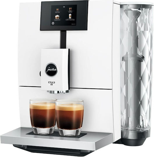 Jura Ena 8 Full Nordic Αυτόματη Μηχανή Espresso 1450W Πίεσης 15bar με Μύλο Άλεσης Λευκή 15491