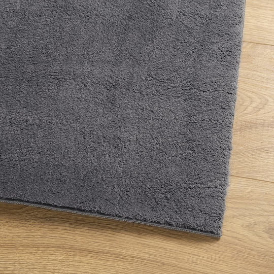vidaXL Huarte Rutschfest Teppich Rechteckig Synthetisch,Polyester/Cotton/Leather Charcoal