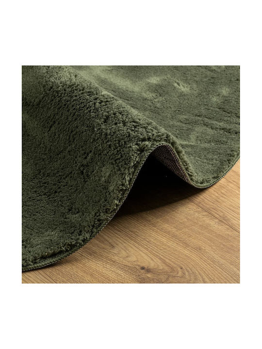 vidaXL Huarte Rutschfest Teppich Rund Synthetisch,Polyester/Cotton/Leather Cypress