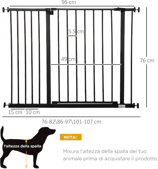 Pawhut Door Dog made of Metal in Black Color 107 x 76cm