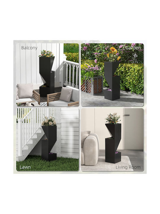 Outsunny Pot Metallic Black 30x30x100cm.