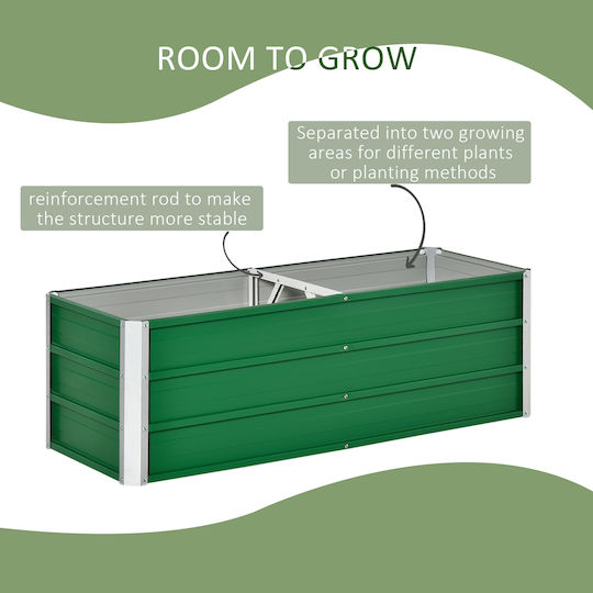 Outsunny Blumenkasten Metallisch Green 125x47x40cm.