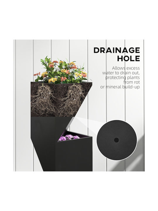 Outsunny Pot Metallic Black 30x30x100cm.