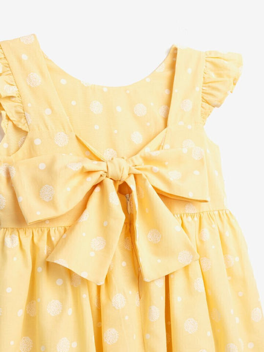 Детска Рокля Къс ръкав На точки Yellow