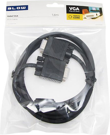 Blow Кабел VGA мъжки - VGA мъжки Черен 1.8м (57972)