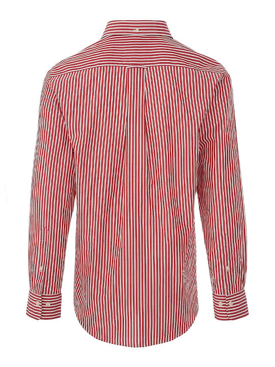 Gant Men's Shirt Long Sleeve Striped Red