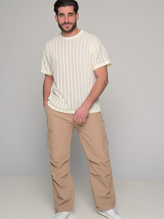 Ben Tailor Men's Trousers Cargo in Straight Line Beige