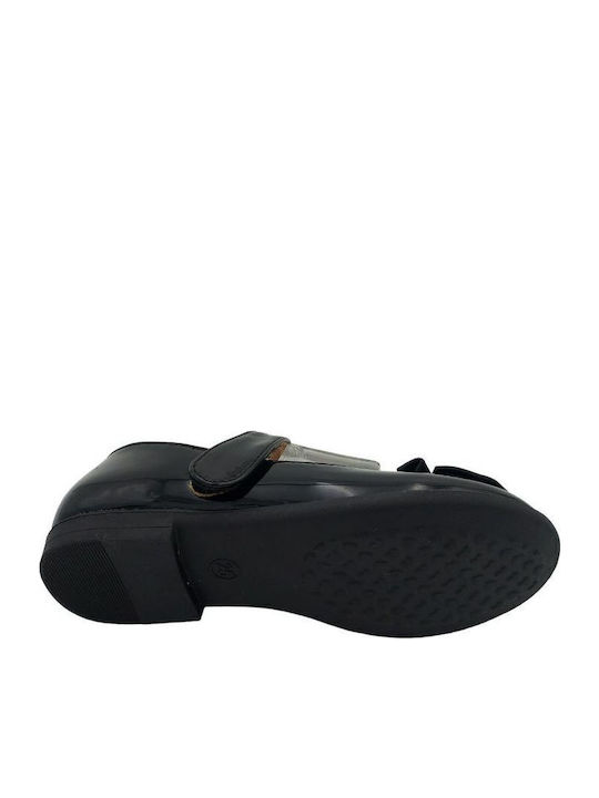 Kids Anatomic Patent Leather Ballerinas with Hoop & Loop Closure Black