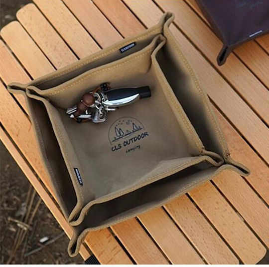 Portable Foldable Storage Tray Outdoor Camping Accessories Brown