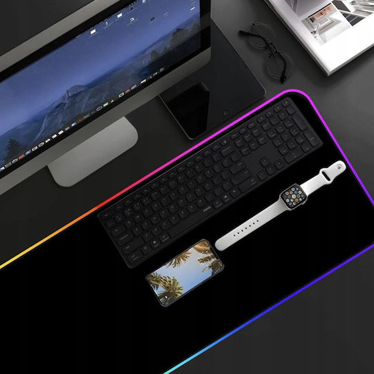 Verk Group Гейминг Мишка Пад XXL (800мм) с RGB Осветление чрез USB Черен