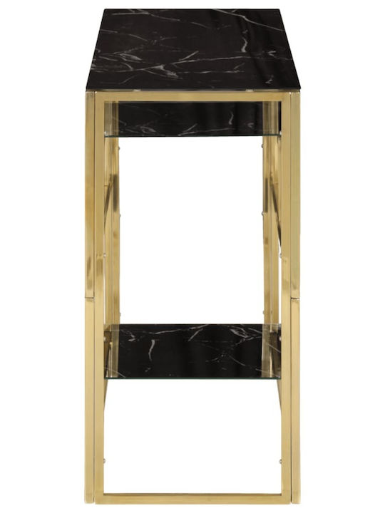 Console Table Metal with Glass Surface Gold L110xW35xH70cm