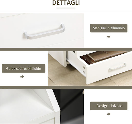 Συρταριέρα Γραφείου Ξύλινη Λευκό 40x36x65cm