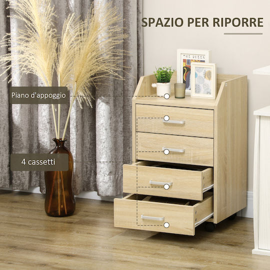 Schublade Büro mit Rädern Φυσικό Ξύλο 40x36x65cm