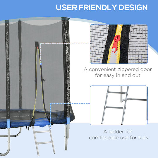 Sportnow Outdoor Trampoline Diameter 180cm with Ladder & Net Blue