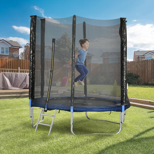 Sportnow Outdoor Trampoline Diameter 180cm with Ladder & Net Blue