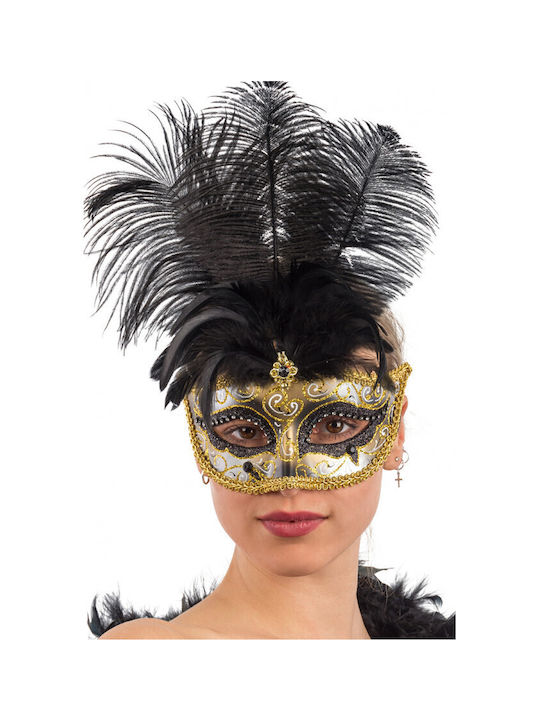 Carnival Mask Eyemask With Glitter & Decorative Feathers