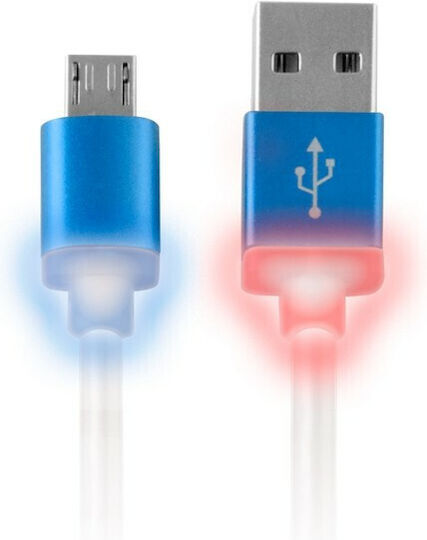 Flat / LED USB 2.0 to micro USB Cable Μπλε 80-0553 1τμχ