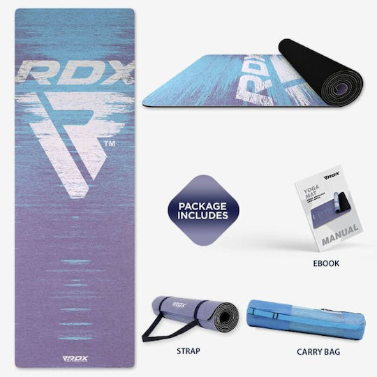 RDX Covor de exerciții fizice Yoga Albastru (183x61x0.6cm)