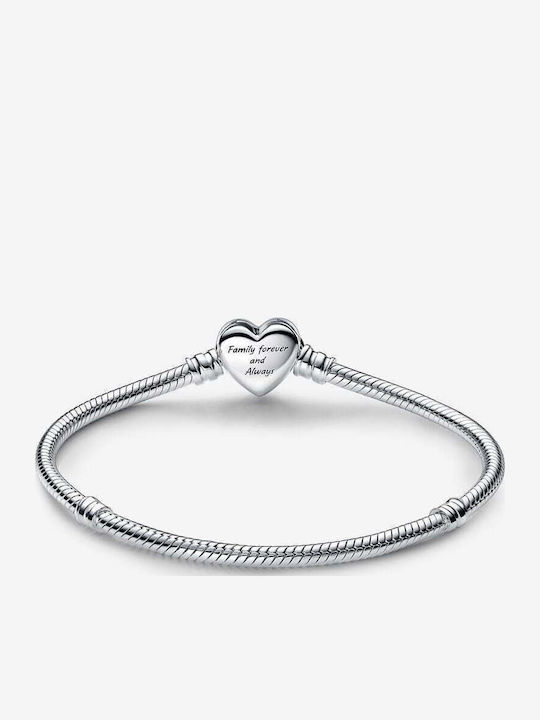 Pandora Women's Chain Bracelet with Heart Design in Silver 18cm