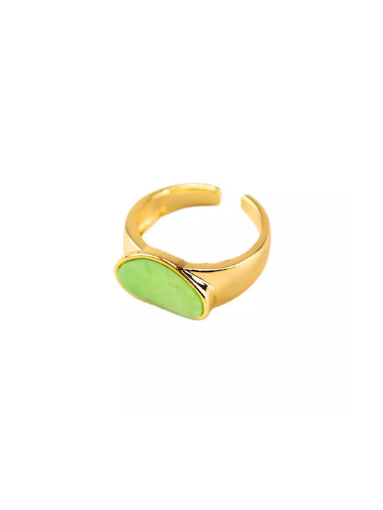 Nora's Accessories Damen Ring mit Steinen aus Stahl Vergoldet